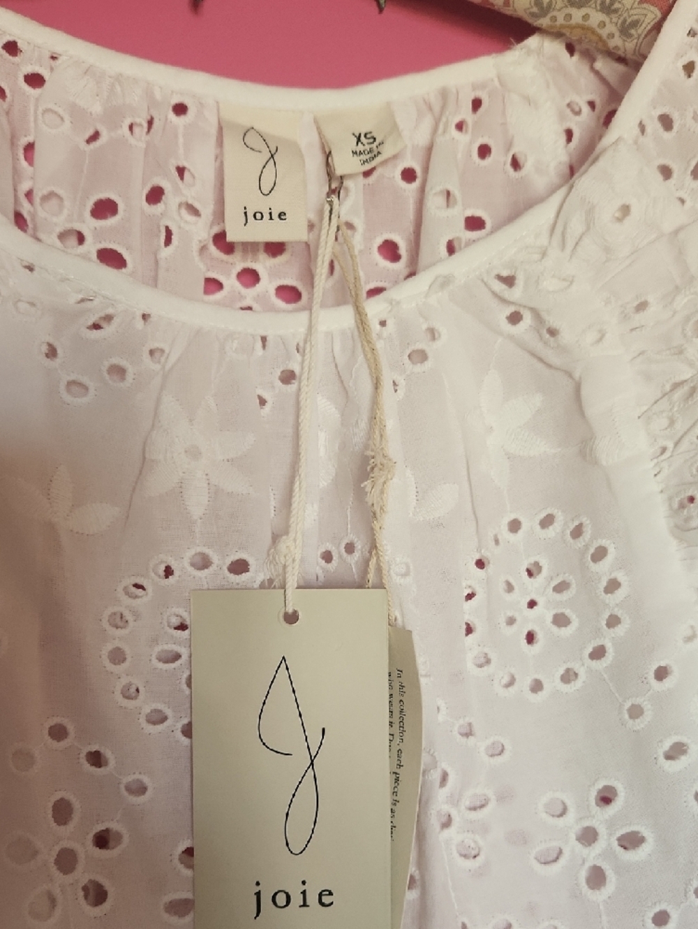 Joie White Eyelet Ruffle-Trim Blouse - Picture 2 of 14